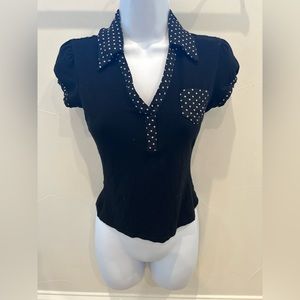 INC International Concepts Black Polka Dot Blouse
